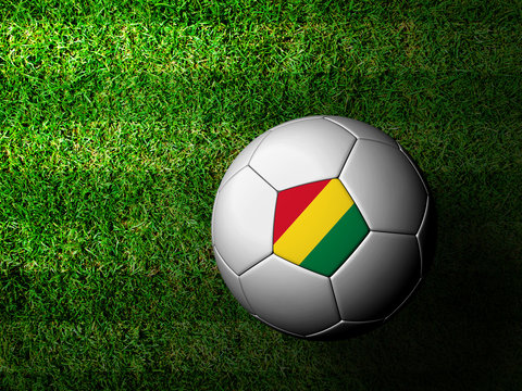 Bolivia Flag Pattern 3d rendering of a soccer ball in green gras