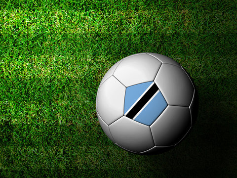 Botswana Flag Pattern 3d rendering of a soccer ball in green gra
