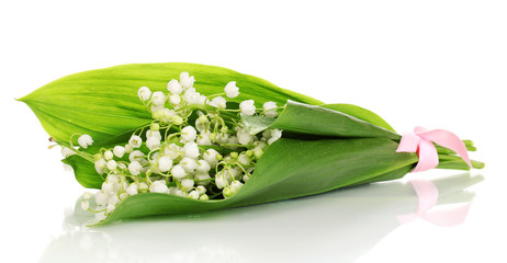 Obraz premium Bouquet of may-lilies isolated on white
