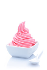 Twirled pink strawberry ice cream