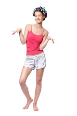 nice girl waiting her nails to dry