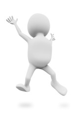 3D white man jumping up isolated on white