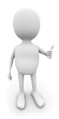 3D white man with thumb up isolated on white