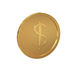 Dollar coin on white