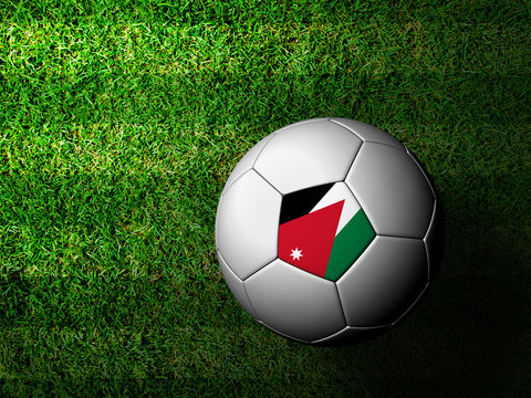 Jordan Flag Pattern 3d rendering of a soccer ball in green grass