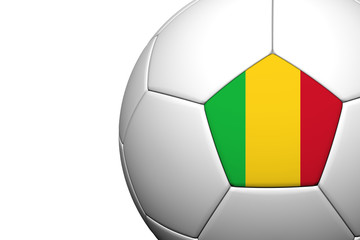 Fototapeta premium Mali Flag Pattern 3d rendering of a soccer ball isolate on white