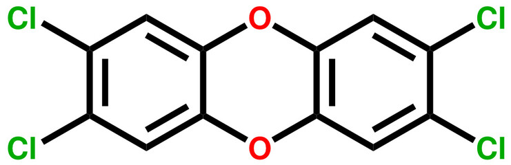 Poison dioxin (2,3,7,8-Tetrachlorodibenzo-p-dioxin) - obrazy, fototapety, plakaty