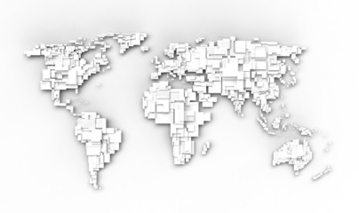3d White World Map