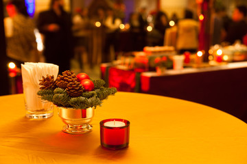 Church candles in red and yellow  for christmas