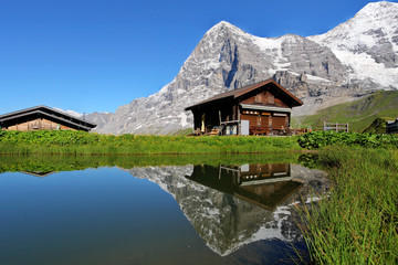 Chalet and Eiger Mountain, Switzerland