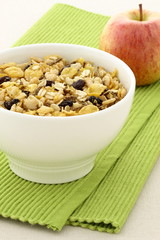 healthy granola and fresh fruits