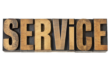 service word in wood type