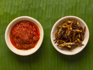 fried anchovies and sambal chili