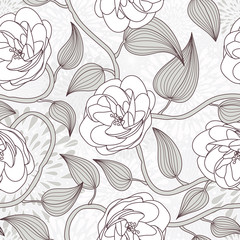 dog rose seamless pattern