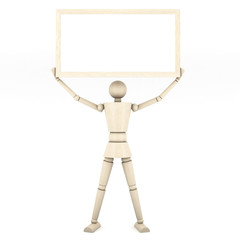 The wooden doll with color pencil on white background 3d illustr