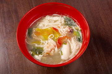 chinese traditional seafood noodle soup