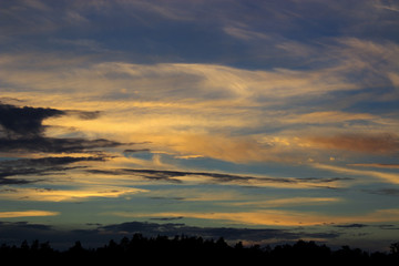 Fototapeta na wymiar Midsummer night clouds in midnight, Finland