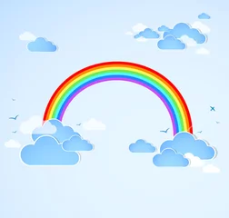 Abwaschbare Fototapete Himmel Himmelshintergrund mit Regenbogen. Vektor
