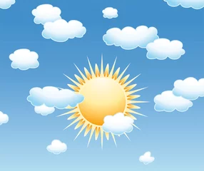 Tuinposter vector wolken en zon aan de hemel © FreeSoulProduction