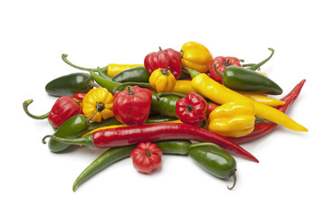 Mix of fresh hot chili peppers