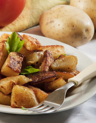 Well spiced roasted potato served as main dish