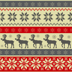Folk style Christmas seamless pattern
