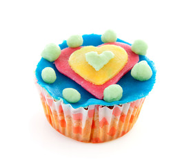 cupcake with marzipan heart decoration