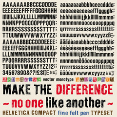 Sketchy Helvetica compact fine felt typeset