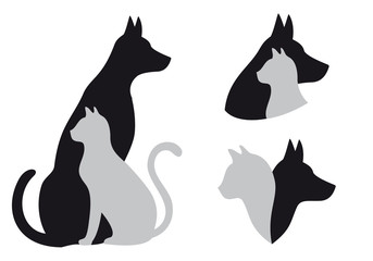 cat and dog, vector