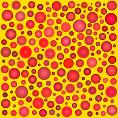 3d red pink glossy abstract bubble pattern on yellow