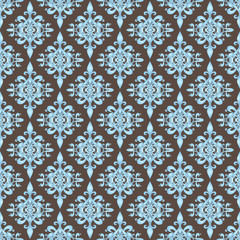 Baroque pattern in blue gradient on a dark brown background