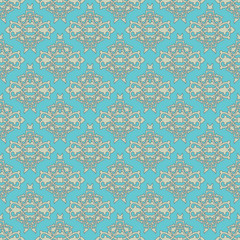 Baroque pattern in grey on a blue background