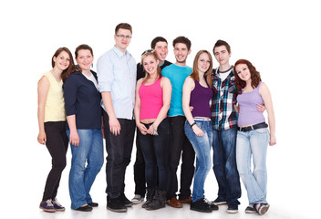 Obraz premium happy smiling group of young friends together