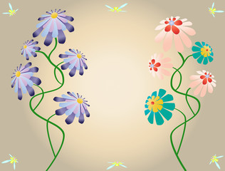 Beautiful colorful flowers illustration vector background
