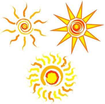 Set of abstract suns, vector iillustration