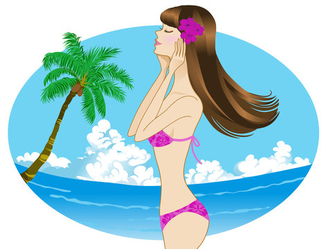 Tropical Resort-Woman wearing a bikini
