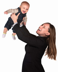 Professional Woman Lifts Her Baby
