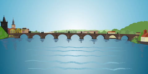 Charles Bridge and Vltava river