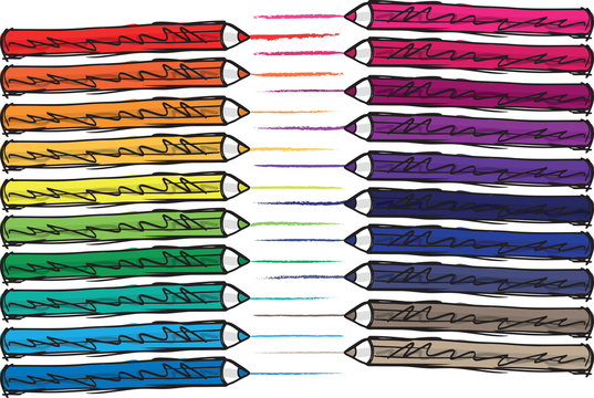 Sketch of color pencils. Vector illustration