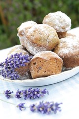 muffins and lavender - obrazy, fototapety, plakaty