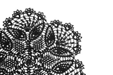 part of the vintage crochet doily black - obrazy, fototapety, plakaty