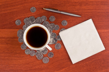 Cup of coffee and napkin