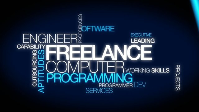 Freelance computer programming word tag cloud video