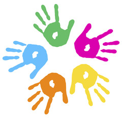 Obraz premium Fünf Hände im Kreis