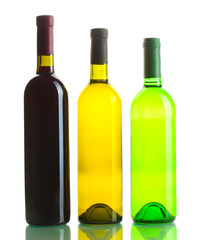 bottles of wine isolated on white
