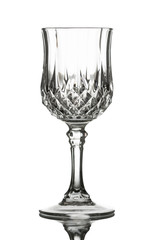 Empty red whine glass.