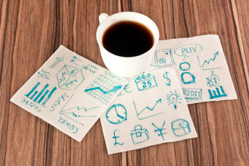 Business signs on a napkin