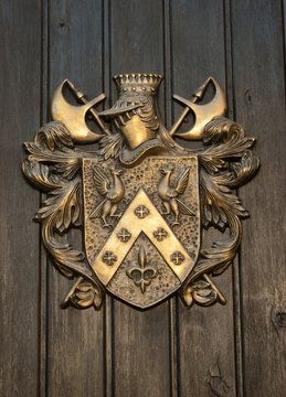 Coat of Arms on plank wood door