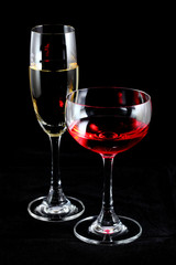 Red wine and champagne