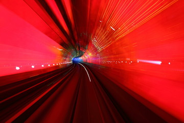 moving in tunnel with blur light